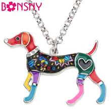 Bonsny Enamel Alloy Walking Whippet Dog Necklace Pendant Chain Choker Cute Animal Jewelry For Women Girls Pet Lover Gifts Charms 2024 - buy cheap