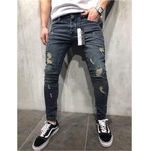 2019 Men Stylish Ripped Jeans Pants Biker Slim Straight Hip Hop Frayed Denim Trousers New Fashion Skinny Jeans X2302 2024 - buy cheap