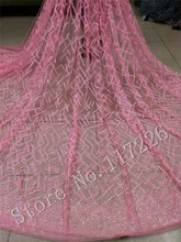 Light pink color New design glued glitter  african lace fabric JRB-92807 glued glitter sequins French tulle lace fabric 2024 - buy cheap