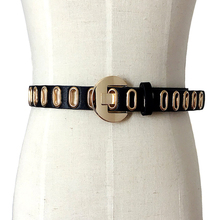 New fashion Adult Belts women Cutout Strap Female metal Leather pu Belt Elastic Hollow Out Luxury casual belts Women's Strap 2024 - buy cheap