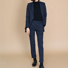 Women two piece outfits casual suit female striped fashion loose temperament slim office ladies OL suit 2024 - buy cheap