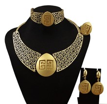 Novo design de joias para mulheres africanas colar ouro casamento noiva acessórios colar joias brincos 2024 - compre barato