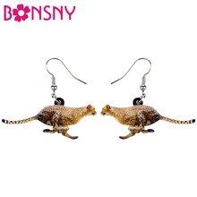 Bonsny Acrylic Jumping Leopard Panther Earrings Big Long Dangle Drop Fashion Wild Jungle Animal Jewelry For Women Girls Kid Gift 2024 - buy cheap