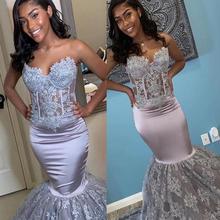 2019 Mermaid Evening Dresses Sexy Sweetheart Sleeveless Lace Appliques Dubai Arabic Prom Dress Custom Made Formal Wear 2024 - buy cheap