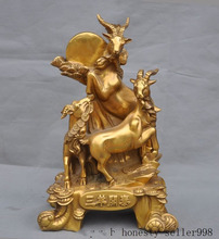 wedding decoration Chinese fengshui brass wealth money auspicious zodiac 3 sheep goat Animal statue 2024 - buy cheap