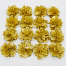 10yards/ 130pcs /lot decorative fabric flower for garment-fancy golden color chiffon petals flower kids hair accessories 2024 - buy cheap