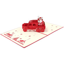 3D Handmade 2019 Alces Do Natal Papai Noel Vermelho Carro de Papel Cartões Do Convite Do Cartão de Ano Novo Relativa Amigos Caçoa o Presente 2024 - compre barato
