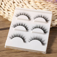 3 Pairs Black 100% Real Mink Natural Cross Long Thick False Eyelashes Eye Lashes Makeup Extension Tools 2024 - buy cheap