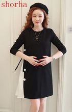 Vestido de maternidade irregular, vestido de algodão com manga longa para mulheres grávidas, moda inverno, patchwork 2024 - compre barato
