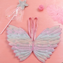 Cute Children Costumes Performance Props Gradient Color Butterfly Princess Angel Wings Fairy Stick Kids Dress Up Playing Toys 2024 - buy cheap