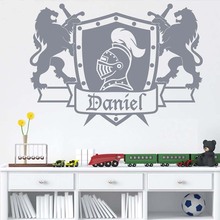 Personal Name Knights Shield Removable Vinyl Decals Wallpaper Wall Stickers for Bedroom Boys Home Decor Poster Murals K714 2024 - buy cheap