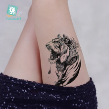 Татуировка Rocooart с большими тиграми, большая поддельная татуировка для мужчин, татуировка с волком, львом, татуировка, боди-арт, Временные татуировки, наклейки для женщин и мужчин, татуировки 2024 - купить недорого