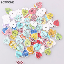 Zotoone botões de madeira artesanais, 100 peças, cores variadas, coração, árvore, costura, cabochão com dois buracos, faça você mesmo, acessórios para scrapbooking 2024 - compre barato