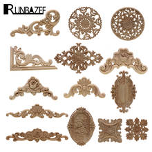 1Pc Unique Natural Floral Wood Carved Wooden Figurines Crafts Corner Appliques Frame Wall Door Furniture Woodcarving Decorative 2024 - купить недорого