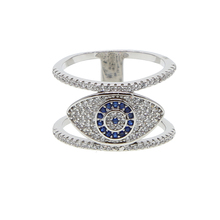 Anel de prata elegante, anel vintage turco com strass e mau olhado, joia de boho para mulheres, elegante e de cor prata 2024 - compre barato