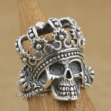 925 Sterling Silver King Skull Crown Mens Biker Ring 9W003 US Size 7 to 15 2024 - buy cheap