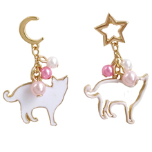 free shipping 10 pair / lot fashion jewelry accessories new design metal star moon cat stud earrings women 2024 - buy cheap