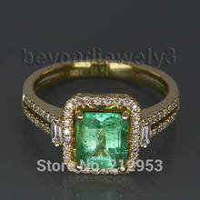 Vintage Natural Emerald Engagement Ring In Solid 14Kt Yellow Gold Diamond Baguette Colombian Gemstone Jewelry  For Sale G00795 2024 - buy cheap