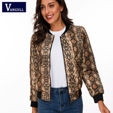 Vangull-Chaqueta de béisbol de manga larga para mujer, chaqueta con estampado de piel de serpiente, cierre de cremallera, informal, 2021 2024 - compra barato