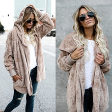 Autumn Winter Women Slim Fit Faux Fur Coat Hoodie Long Sleeve Thickened Loose Fur Cardigan Warm Jacket Outwear 2024 - buy cheap