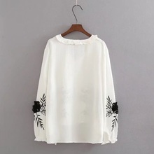 Female ladies white blouse shirt with embroidery womens tops and blouses embroidered blouse shirt tops 2018 for women DD1468 S 2024 - buy cheap