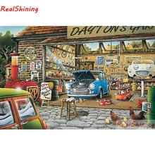 5D Diy Diamond Painting Cross Stitch full Square Diamond Embroidery Car repair shop picture for room Decor H1794 2024 - buy cheap