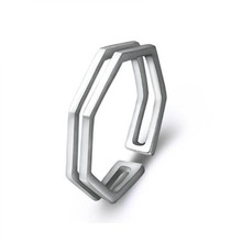LULU-PIG 925 Silver Ring Korean Version Of Simple Geometry  Opening Hollow Double Ring Allergy Prevention R0025 2024 - buy cheap