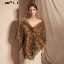 JaneVini 2019 nueva moda de pelo largo chal novia y envolturas estola Bolero para las mujeres de invierno cabo capa de boda accesorios 2024 - compra barato