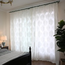 Fashion Style White Screens Simple 3D Jacquard Embroidery Sheer Mesh Tulle Curtains Custom for Living Room 2024 - buy cheap