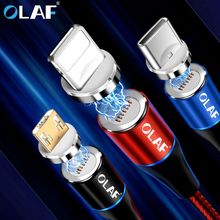 Olaf-cabo magnético led 3a, micro usb tipo c, carregamento rápido, para iphone xs max, samsung, cabo usb-c 2024 - compre barato