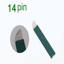 50PCS/Lot  Green 14 Pin Permanent Makeup Eyebrow Tatoo Blade Microblading Needles for Manual Makeup Pen Machine 2024 - buy cheap