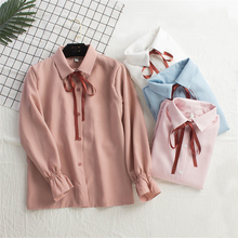 Camisa blanca de primavera y otoño para mujer, Blusas informales a rayas de manga acampanada, lazo femenino, camisetas con tirantes, AB737 2024 - compra barato