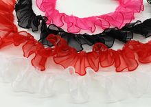 Falda de encaje plegable, accesorios de borde de ropa de Organza, tela de encaje Manual de Color sólido, rosa, rojo y negro, 5 yardas/lote 2024 - compra barato