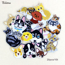 20p/lot dogs cats Cartoon patches for clothing hot iron on lovely animal Embroidered clothes patches for children handmade 2024 - buy cheap