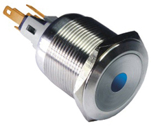 Campainha com luz de ponto 12v 25mm, interruptor com botão de pressão iluminado por led momentâneo e pés de pino