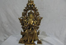 USPS to USA S2692 Tibet 100% Bronze 24K Gild futurity Maitreya Bodhisattva Kwan-Yin GuanYin Buddha 2024 - buy cheap