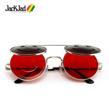 JackJad-gafas De Sol redondas De Metal para Estilo SteamPunk, lentes De Sol De moda con cara sonriente, estilo Vintage, con carcasa De protección, 2018 2024 - compra barato