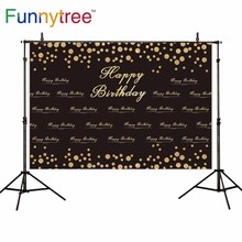 Funnytree backdrops fotografia preto dourado pontos feliz aniversário festa de photocall personalizado foto fundo para foto photophone 2024 - compre barato