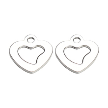 100pcs/lot Silver Tone Stainless Steel Metal Hollow Love Heart Charms Handmade Floating Charm Pendant for Necklaces & Bracelets 2024 - buy cheap