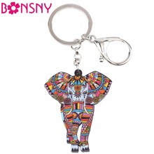 Bonsny-llavero con colgante de Animal para mujer, joya de acrílico con diseño de perro, elefante, jungla, regalo para chica 2024 - compra barato