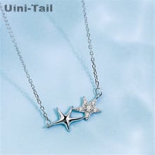 Uini-Tail hot new 925 Tibetan silver starfish pendant micro-inlaid necklace Korean temperament simple fashion tide flow GN853 2024 - buy cheap