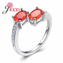 Hot Korea Type Elegant Double Orange Crystal Ring Women Cubic Zircon Rings for Wedding 925 Sterling Silver Female Anel 2024 - buy cheap