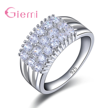 Luxury Fashion Full CZ Rhinestone Wide 925 Sterling Silver Band Finger Jewelry For Women Wedding Engagement Promise Rings 2024 - buy cheap