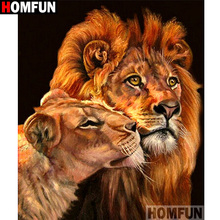 HOMFUN-pintura de diamante 5D DIY "Animal león", bordado de diamantes de imitación cuadrados o redondos, estilo punto de cruz 3D, decoración del hogar, A13310 2024 - compra barato