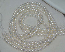 Miss00167-perla de agua dulce redonda, 5 hebras, 6-7mm, brillo blanco AAA, cuentas sueltas de 15" 2024 - compra barato