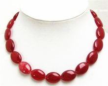 charms pretty 13x18mm Red Natural Stone Chalcedony jades Flat Oval Beads Strand Necklace For Women 18"BV245 2024 - buy cheap