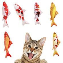 Плюшевая креативная 3D игрушка в форме карпа, рыбы, кота, подарок, милая симуляция, рыба, играющая в игрушку, кошачья рыба, фаршированные товары для домашних животных 2024 - купить недорого