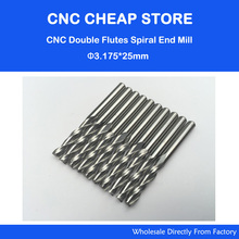 Free Ship 10 pcs 1/8" Solid Carbide 3.175mm Endmill Double Two Flute Spiral Bit CNC Router Bits CED 3.175mm CEL 25mm 2024 - buy cheap