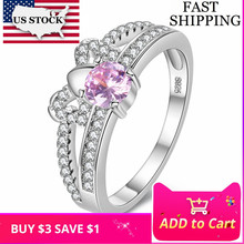 US STOCK Uloveido Wedding Rings for Women Anel Ring Female Jewelry Pink Ringen Bague Femme Cubic Zirconia Silver Color Y2694 2024 - buy cheap