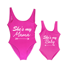 Купальный костюм для мамы и ребенка, Цельный купальник для девочек, купальный костюм «She Is My Mama/Baby», милый комплект для мамы и ребенка, семейная одежда, одинаковые детские купальные костюмы 2024 - купить недорого